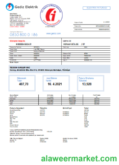 Gediz Elektrik utility business bill,  SCR